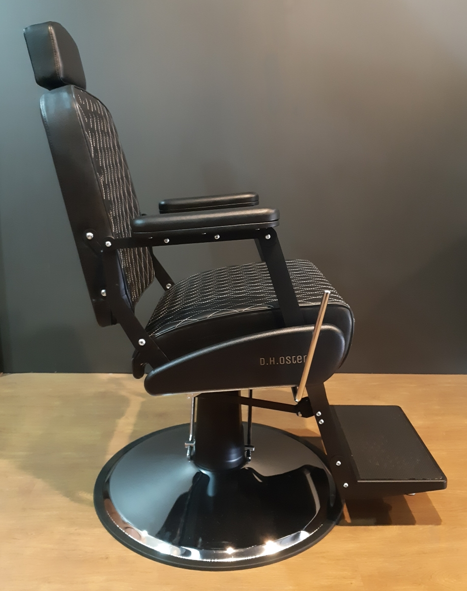 Cadeira de Barbeiro D.H.OSTER - Steel Diamond Black - BARBEIROS ONLINE
