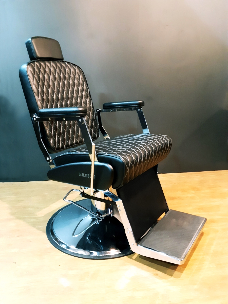 Cadeira de Barbeiro D.H.OSTER - STEEL 881 BLACK - BARBEIROS ONLINE