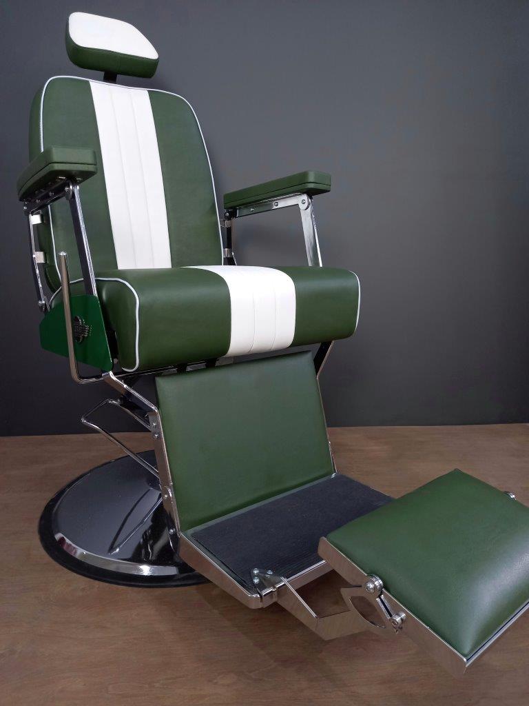 Cadeira de Barbeiro D.H.OSTER Diamond Cromo Brown c/ 2º apoio - BARBEIROS  ONLINE